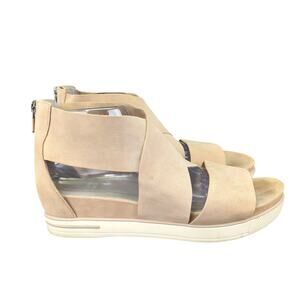 Eileen Fisher Sport Tumbled Leather Sneaker Sandal Platform Women's 10 Beige Tan